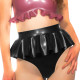 High Waist Sexy Cosplay Hot Pants with Ruffles Wetlook Patent Leather Exotic Panties Nightwear Sissy PVC Shiny Briefs Lingerie