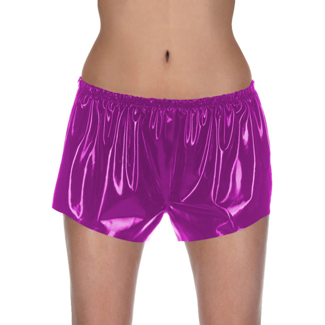 Women Glossy PU Hot Pants Nightclub Solid Color Shorts Sexy Wetlook PVC Leather Bottoms Ladies Pajama Elastic Waist Underwear