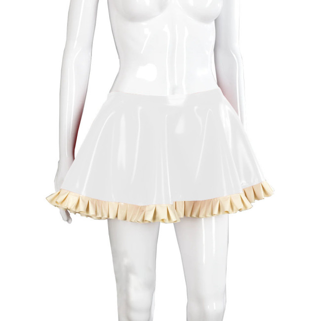 Leather Clothes For Women Female Glossy Patent Leather Flared Latex Miniskirt A-Line Mini Skirts Clubwear Cosplay Stage Costume