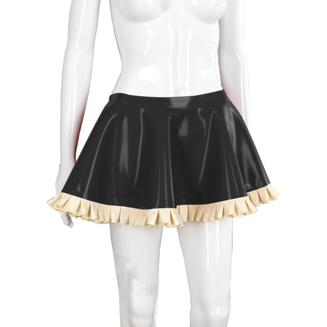 Leather Clothes For Women Female Glossy Patent Leather Flared Latex Miniskirt A-Line Mini Skirts Clubwear Cosplay Stage Costume