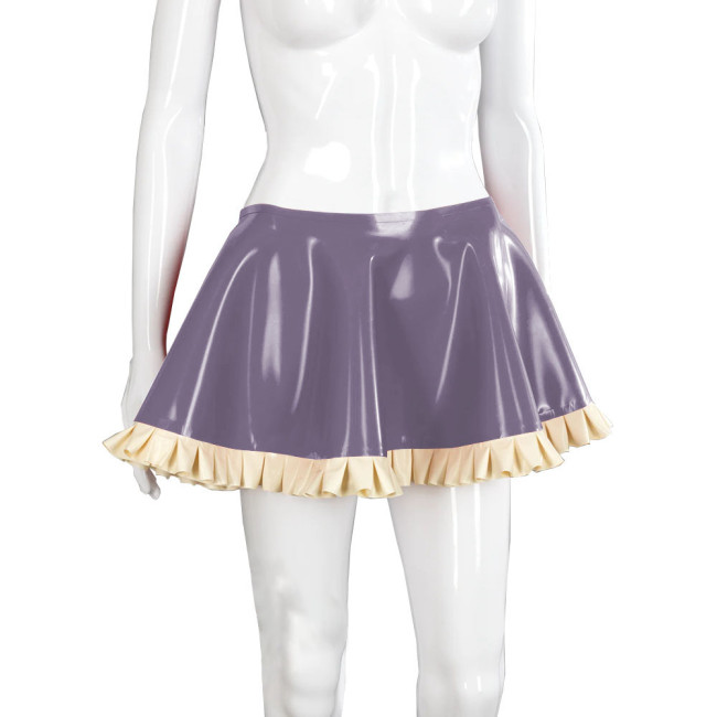Leather Clothes For Women Female Glossy Patent Leather Flared Latex Miniskirt A-Line Mini Skirts Clubwear Cosplay Stage Costume