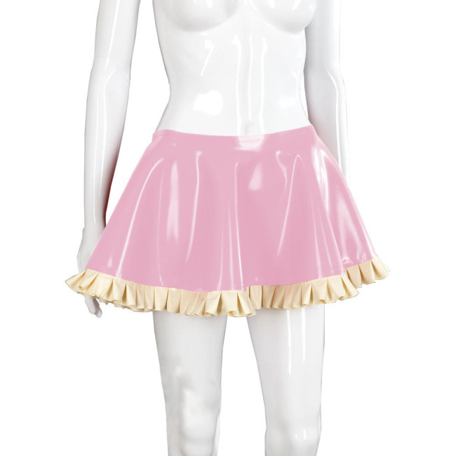 Leather Clothes For Women Female Glossy Patent Leather Flared Latex Miniskirt A-Line Mini Skirts Clubwear Cosplay Stage Costume
