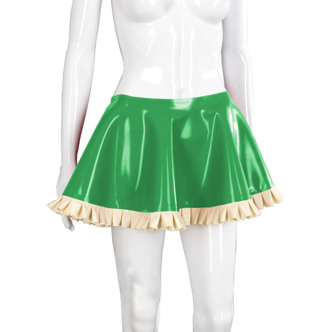 Leather Clothes For Women Female Glossy Patent Leather Flared Latex Miniskirt A-Line Mini Skirts Clubwear Cosplay Stage Costume