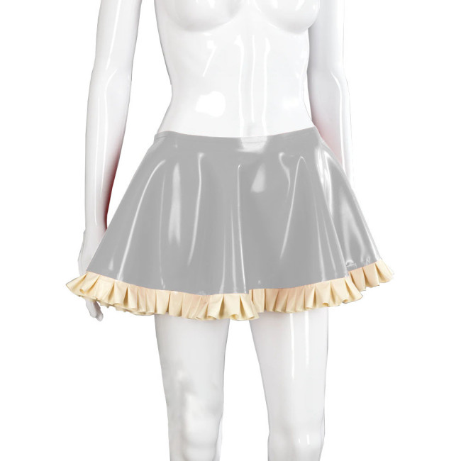 Leather Clothes For Women Female Glossy Patent Leather Flared Latex Miniskirt A-Line Mini Skirts Clubwear Cosplay Stage Costume
