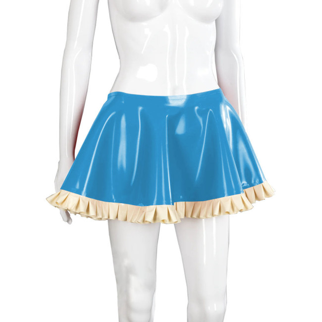 Leather Clothes For Women Female Glossy Patent Leather Flared Latex Miniskirt A-Line Mini Skirts Clubwear Cosplay Stage Costume