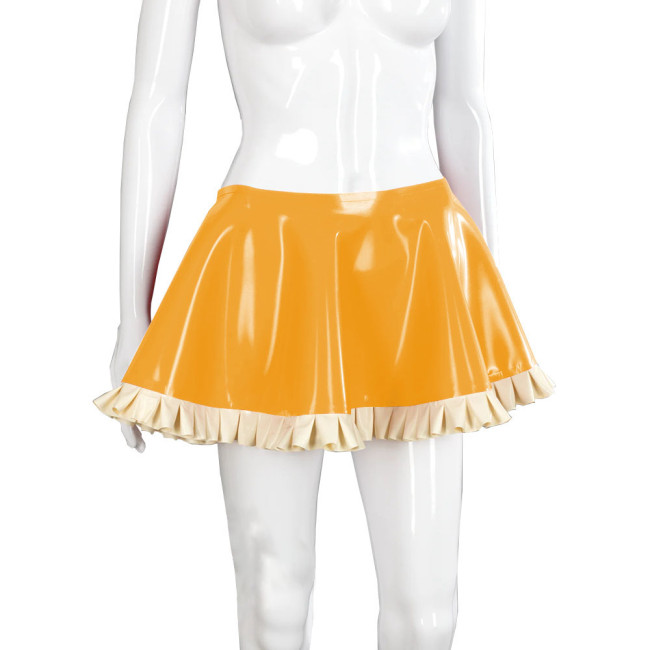 Leather Clothes For Women Female Glossy Patent Leather Flared Latex Miniskirt A-Line Mini Skirts Clubwear Cosplay Stage Costume