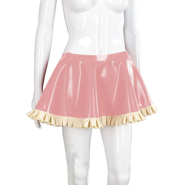 Leather Clothes For Women Female Glossy Patent Leather Flared Latex Miniskirt A-Line Mini Skirts Clubwear Cosplay Stage Costume