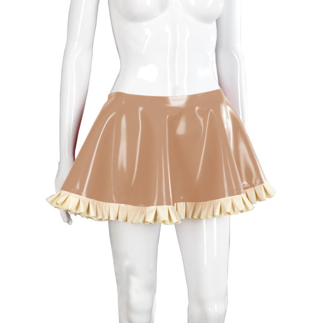 Leather Clothes For Women Female Glossy Patent Leather Flared Latex Miniskirt A-Line Mini Skirts Clubwear Cosplay Stage Costume