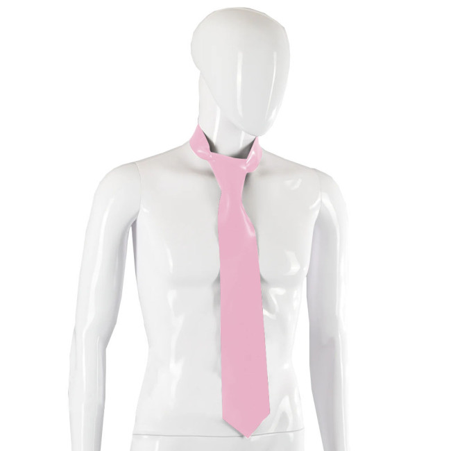 Fashion Patent Leather Men Tie Female Necktie Black Pink Red Purple Blue Silver Adult Solid Wedding Party Skinny Ties For Men