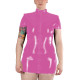 Short Sleeve Zipper Front Bodycon Dress Women Autumn Summer Sexy Solid Color Patent Leather Mini Dress Ladies PVC Costume Party