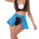 Exotic A-line Mini Skirts Rave Party Short Wasited Belt Wetlook Costume Glossy PVC Leather One Button Bodycon Skirts Clubwear