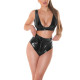 Womens Wet Look Patent Leather Lingerie Set Sexy PVC Clubwear V-neck Bra Top with High Waist Shorts Exotic Suit Erotic Costumes