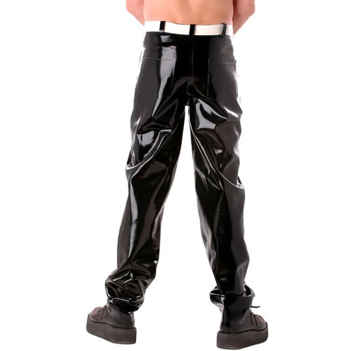 New Street Mens Pants Shiny Wet PVC Leather Pocket Pants Fashion Casual Trousers for Club Stage Show Male Leggings Clubwear 7XL