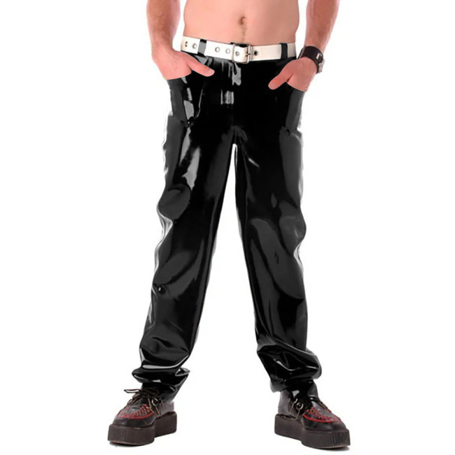 New Street Mens Pants Shiny Wet PVC Leather Pocket Pants Fashion Casual Trousers for Club Stage Show Male Leggings Clubwear 7XL