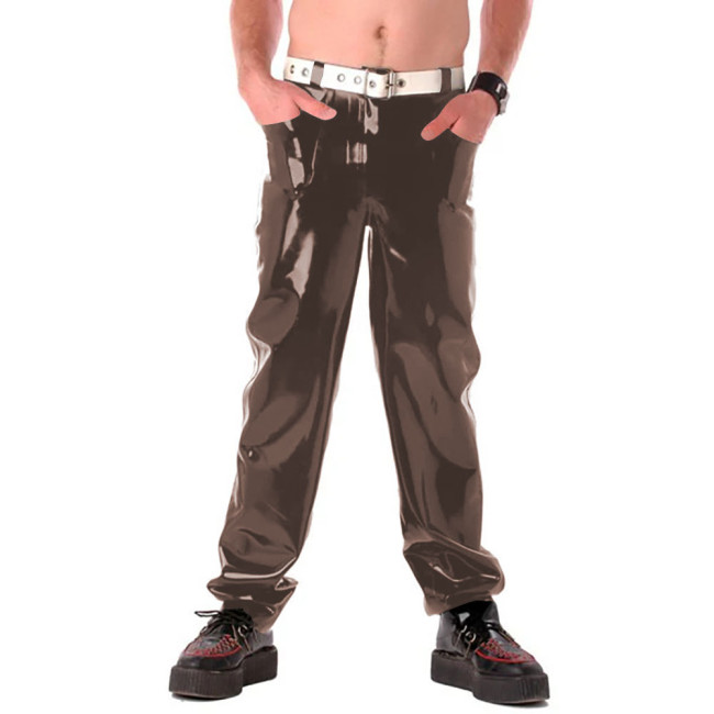 New Street Mens Pants Shiny Wet PVC Leather Pocket Pants Fashion Casual Trousers for Club Stage Show Male Leggings Clubwear 7XL