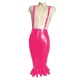 Elegant Women Knee-length Wrap PVC Shiny Skirt Fashion Strap Suspender Bodycon Fishtail Skirts Ladies Slim Fit Mermaid Skirts