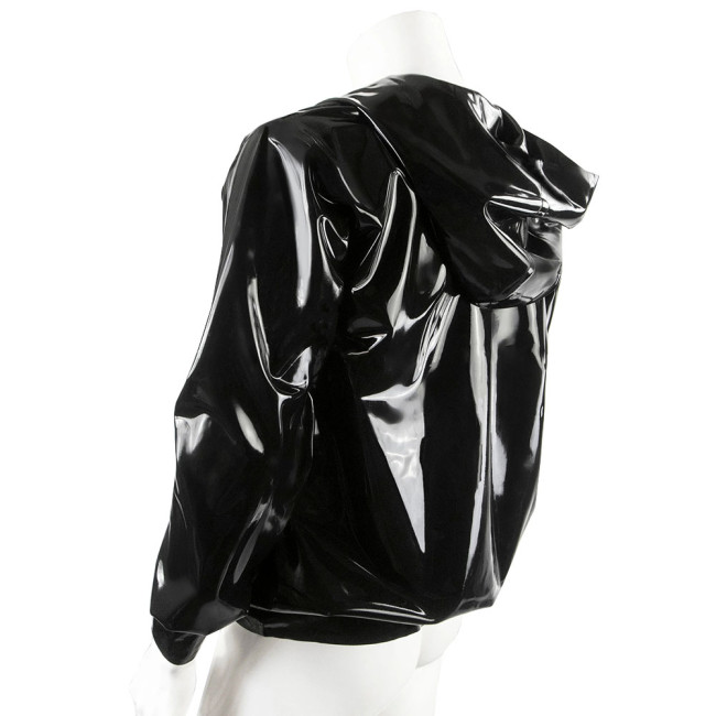 Fashion Wetlook Mens Jacket Coat Long Sleeve Zipper Hoodies Jackets Shiny Patent Leather Streetwear Male Casual Jacket Clubwear