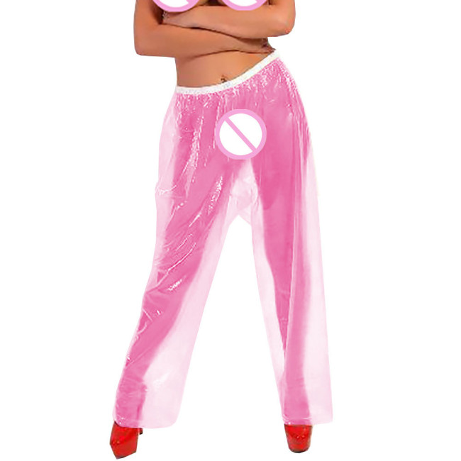 Sexy Exotic Transparent PVC Pants ABDL Adult Fetish Plastic Loose Trousers Private Party Clothing Elastic Waistband Leggings 7XL