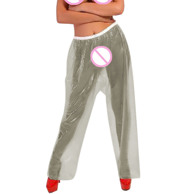 Sexy Exotic Transparent PVC Pants ABDL Adult Fetish Plastic Loose Trousers Private Party Clothing Elastic Waistband Leggings 7XL