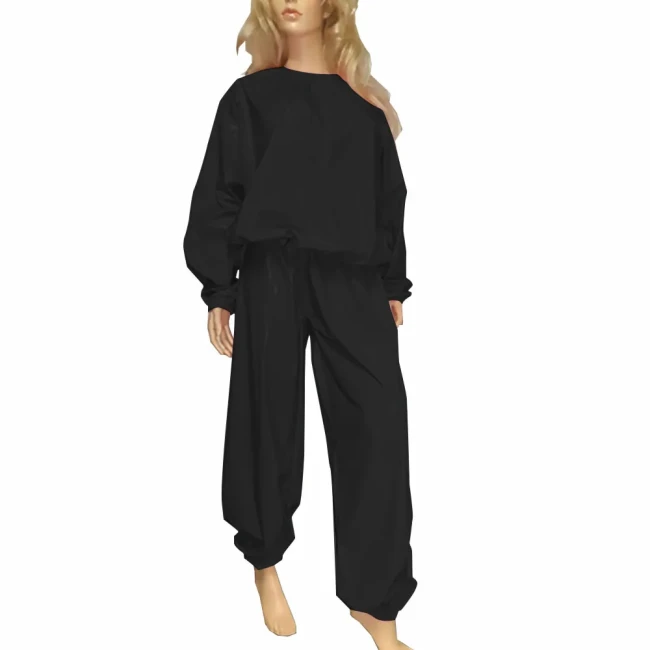 Fashion Casual Pant Sets 2Pcs Wet Look PVC Long Sleeve Top Elasticity Trousers Mens Womens Glossy Gym Workout Set Streetwear