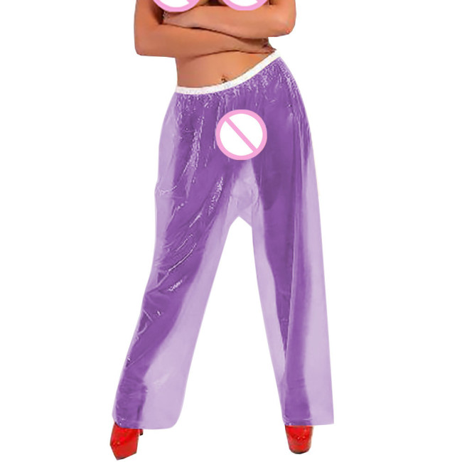 Sexy Exotic Transparent PVC Pants ABDL Adult Fetish Plastic Loose Trousers Private Party Clothing Elastic Waistband Leggings 7XL