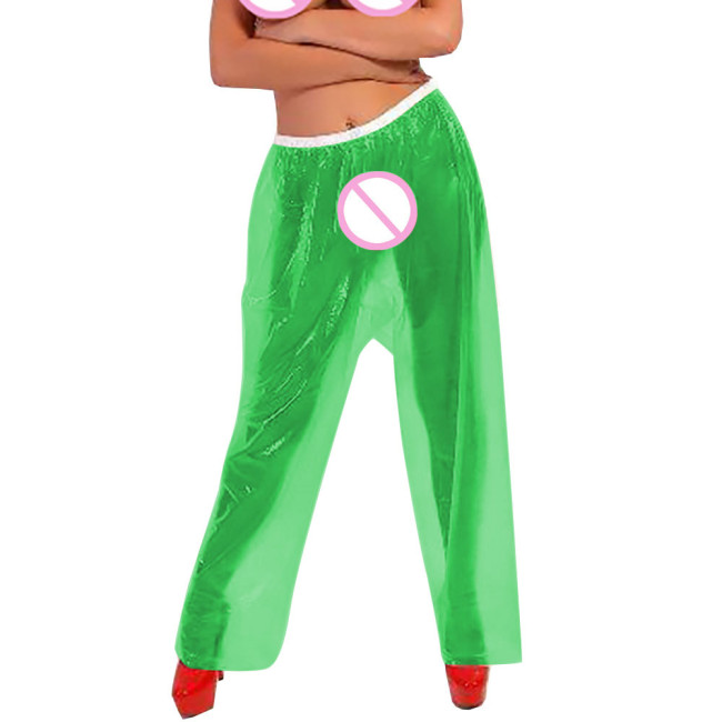 Sexy Exotic Transparent PVC Pants ABDL Adult Fetish Plastic Loose Trousers Private Party Clothing Elastic Waistband Leggings 7XL