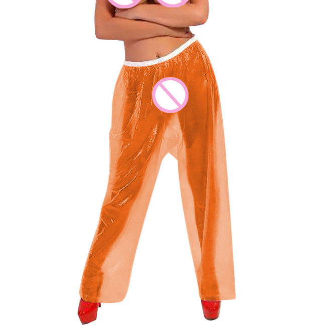 Sexy Exotic Transparent PVC Pants ABDL Adult Fetish Plastic Loose Trousers Private Party Clothing Elastic Waistband Leggings 7XL