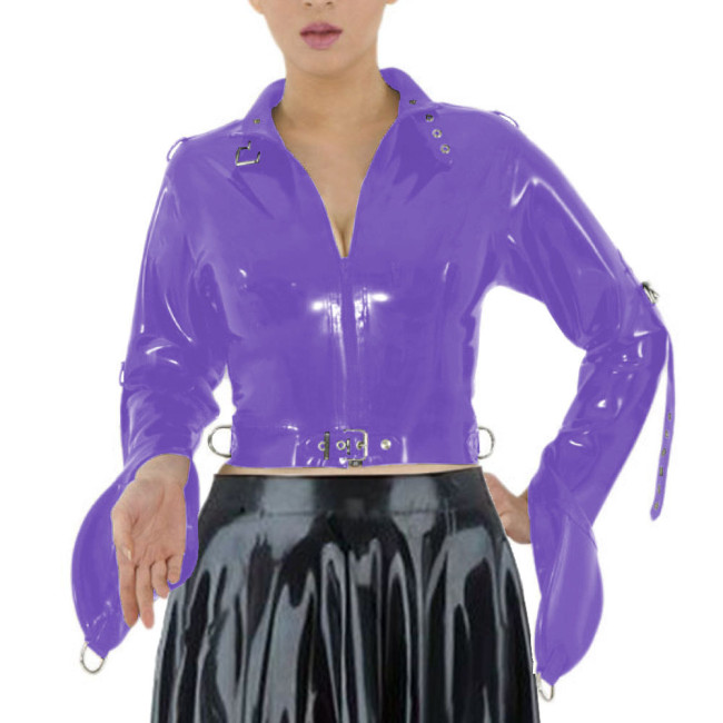 ABDL Wetlook Straitjacket Exotic Long Sleeved Bondage Body Short Tops Sissy Cosplay Restraints Straight Jacket for Men Woman 7XL