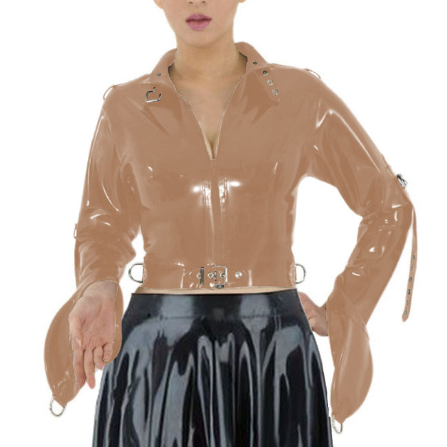 ABDL Wetlook Straitjacket Exotic Long Sleeved Bondage Body Short Tops Sissy Cosplay Restraints Straight Jacket for Men Woman 7XL