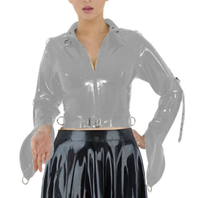 ABDL Wetlook Straitjacket Exotic Long Sleeved Bondage Body Short Tops Sissy Cosplay Restraints Straight Jacket for Men Woman 7XL