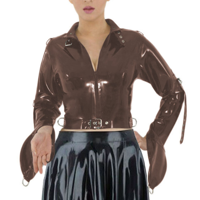 ABDL Wetlook Straitjacket Exotic Long Sleeved Bondage Body Short Tops Sissy Cosplay Restraints Straight Jacket for Men Woman 7XL