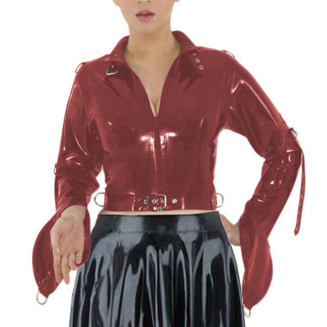 ABDL Wetlook Straitjacket Exotic Long Sleeved Bondage Body Short Tops Sissy Cosplay Restraints Straight Jacket for Men Woman 7XL