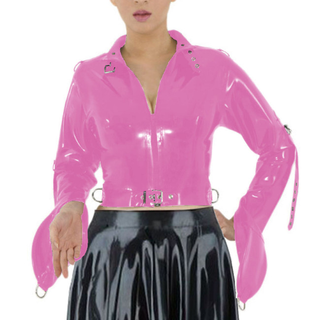 ABDL Wetlook Straitjacket Exotic Long Sleeved Bondage Body Short Tops Sissy Cosplay Restraints Straight Jacket for Men Woman 7XL