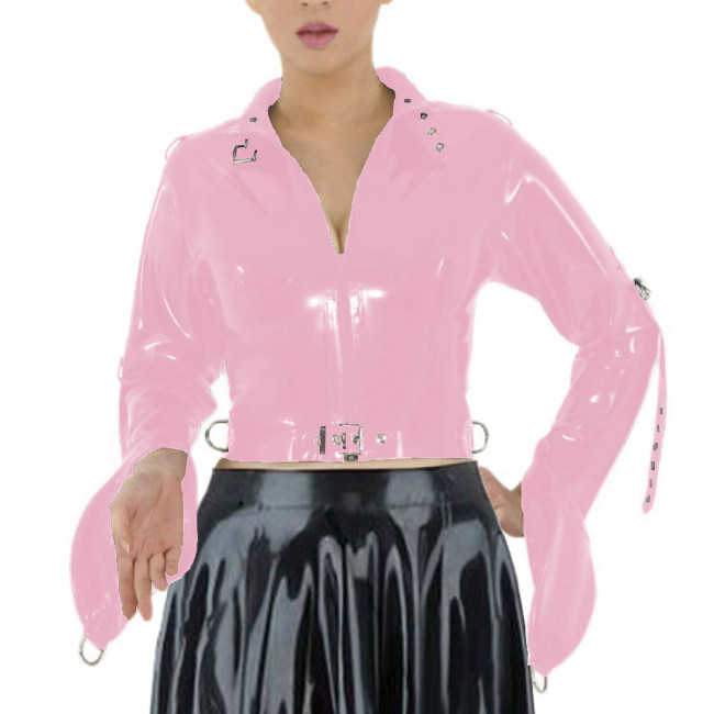 ABDL Wetlook Straitjacket Exotic Long Sleeved Bondage Body Short Tops Sissy Cosplay Restraints Straight Jacket for Men Woman 7XL