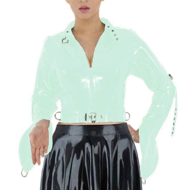ABDL Wetlook Straitjacket Exotic Long Sleeved Bondage Body Short Tops Sissy Cosplay Restraints Straight Jacket for Men Woman 7XL