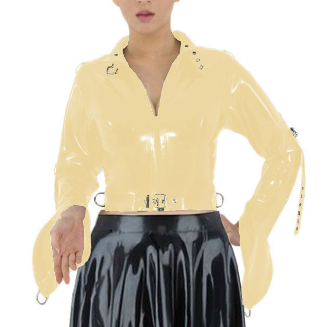 ABDL Wetlook Straitjacket Exotic Long Sleeved Bondage Body Short Tops Sissy Cosplay Restraints Straight Jacket for Men Woman 7XL
