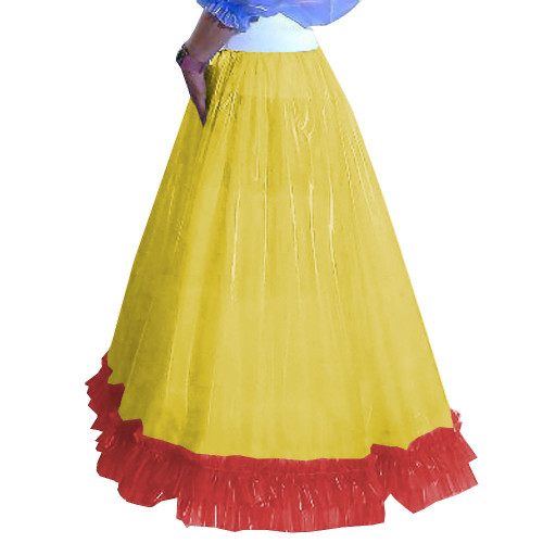 Party Big Swing Skirt Sissy Fetish Plastic Pleated Ankle-length Skirts Exotic Transparent PVC Club Long Skirts with Ruffles