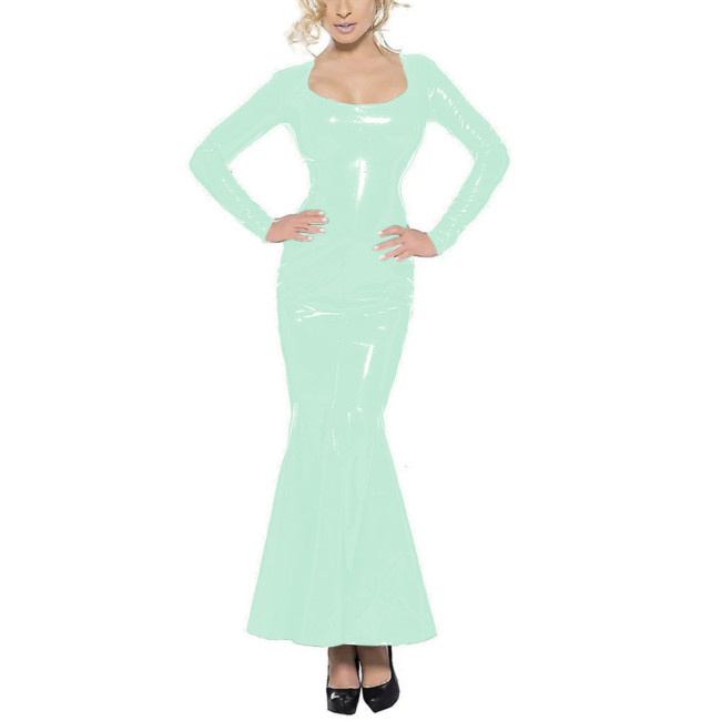 Elegant Sexy Dress Female Punk Trumpet Suqare Neck Bodycon Dress Long Sleeve Elegant Slim Fit Fishtail Skirt Dress Party Clubwea