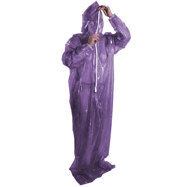 Exotic Solid Color Zipper Bodysuit with Hood Unisex Long Sleeved Cosplay Catsuit Clear PVC Rompers Costumes Transparent Zentai