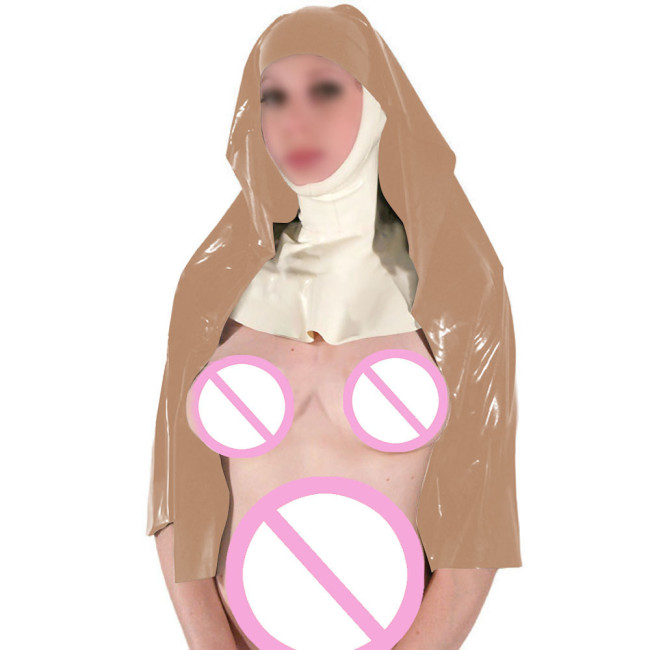Exotic PVC Shiny Nun Headgear Halloween Party Makeup Nun Sister Cosplay Costumes Wetlook Club Nun Accessories with Head Scarf