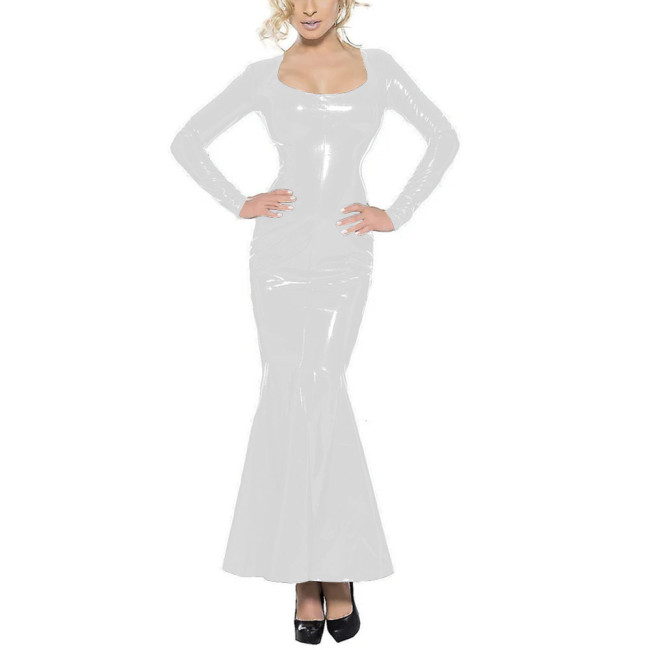 Elegant Sexy Dress Female Punk Trumpet Suqare Neck Bodycon Dress Long Sleeve Elegant Slim Fit Fishtail Skirt Dress Party Clubwea