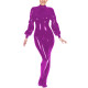 Ladies Club Jumpsuit Fashion Lantern Sleeves Bondage Footed Catsuit Wetlook Patent Leather Zentai Zipper Open Crotch Bodysuit