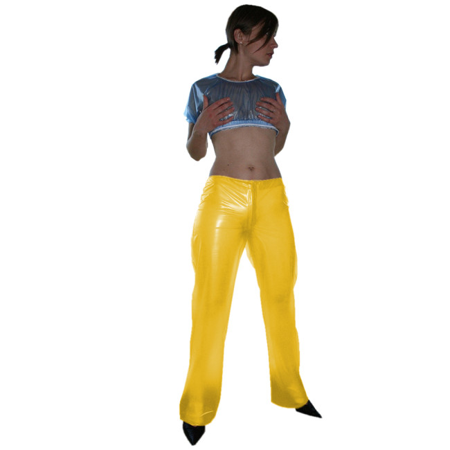 Clear PVC Pants Women Transparent Wide Leg High Waist Pant Waterproof PVC Plastic Loose Long Individuality Trousers S-7XL
