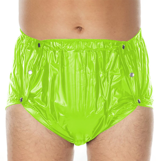 Sexy PVC Shiny Briefs Exotic Lingerie Wetlook Button-up Sissy Knicker Novelty Party Club Cosplay Panties Elastic Waist Underpant