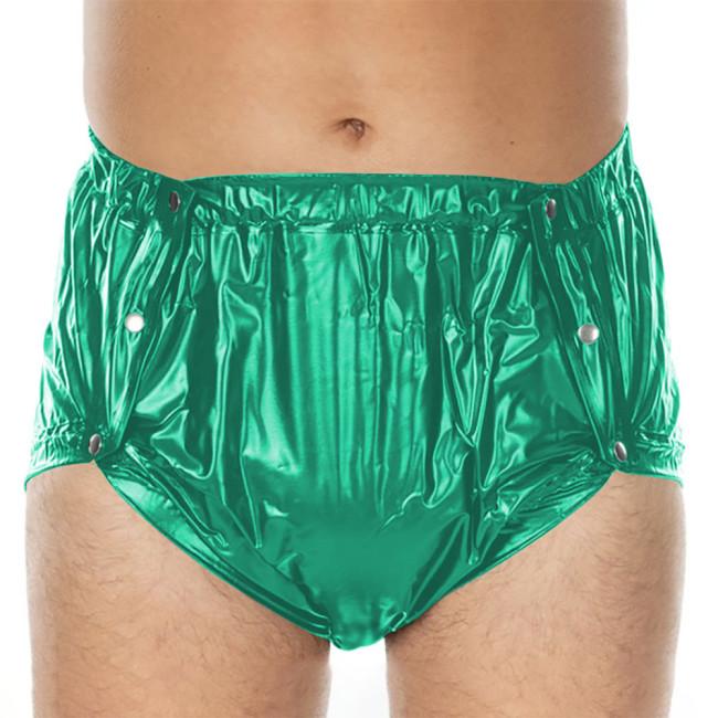 Sexy PVC Shiny Briefs Exotic Lingerie Wetlook Button-up Sissy Knicker Novelty Party Club Cosplay Panties Elastic Waist Underpant