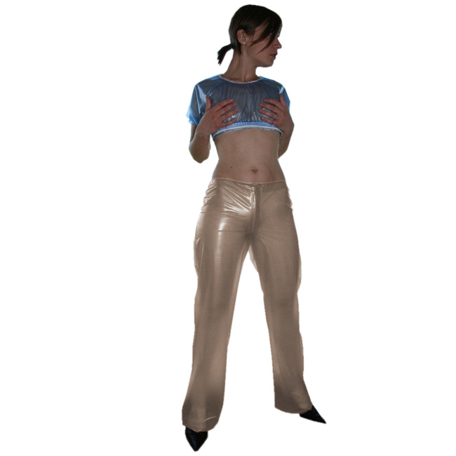Clear PVC Pants Women Transparent Wide Leg High Waist Pant Waterproof PVC Plastic Loose Long Individuality Trousers S-7XL