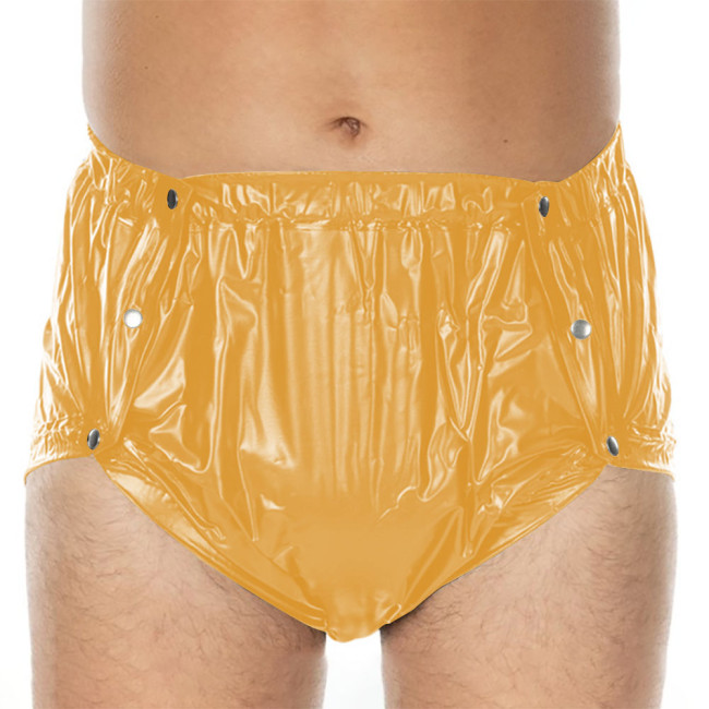 Sexy PVC Shiny Briefs Exotic Lingerie Wetlook Button-up Sissy Knicker Novelty Party Club Cosplay Panties Elastic Waist Underpant