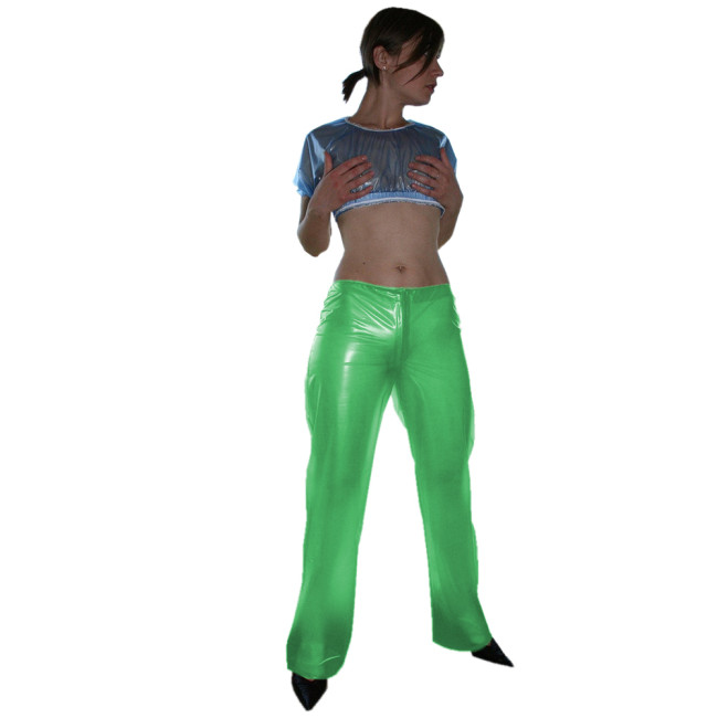 Clear PVC Pants Women Transparent Wide Leg High Waist Pant Waterproof PVC Plastic Loose Long Individuality Trousers S-7XL
