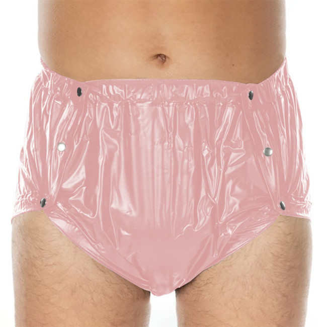 Sexy PVC Shiny Briefs Exotic Lingerie Wetlook Button-up Sissy Knicker Novelty Party Club Cosplay Panties Elastic Waist Underpant