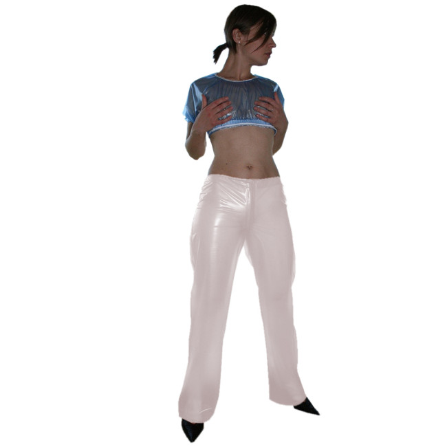 Clear PVC Pants Women Transparent Wide Leg High Waist Pant Waterproof PVC Plastic Loose Long Individuality Trousers S-7XL